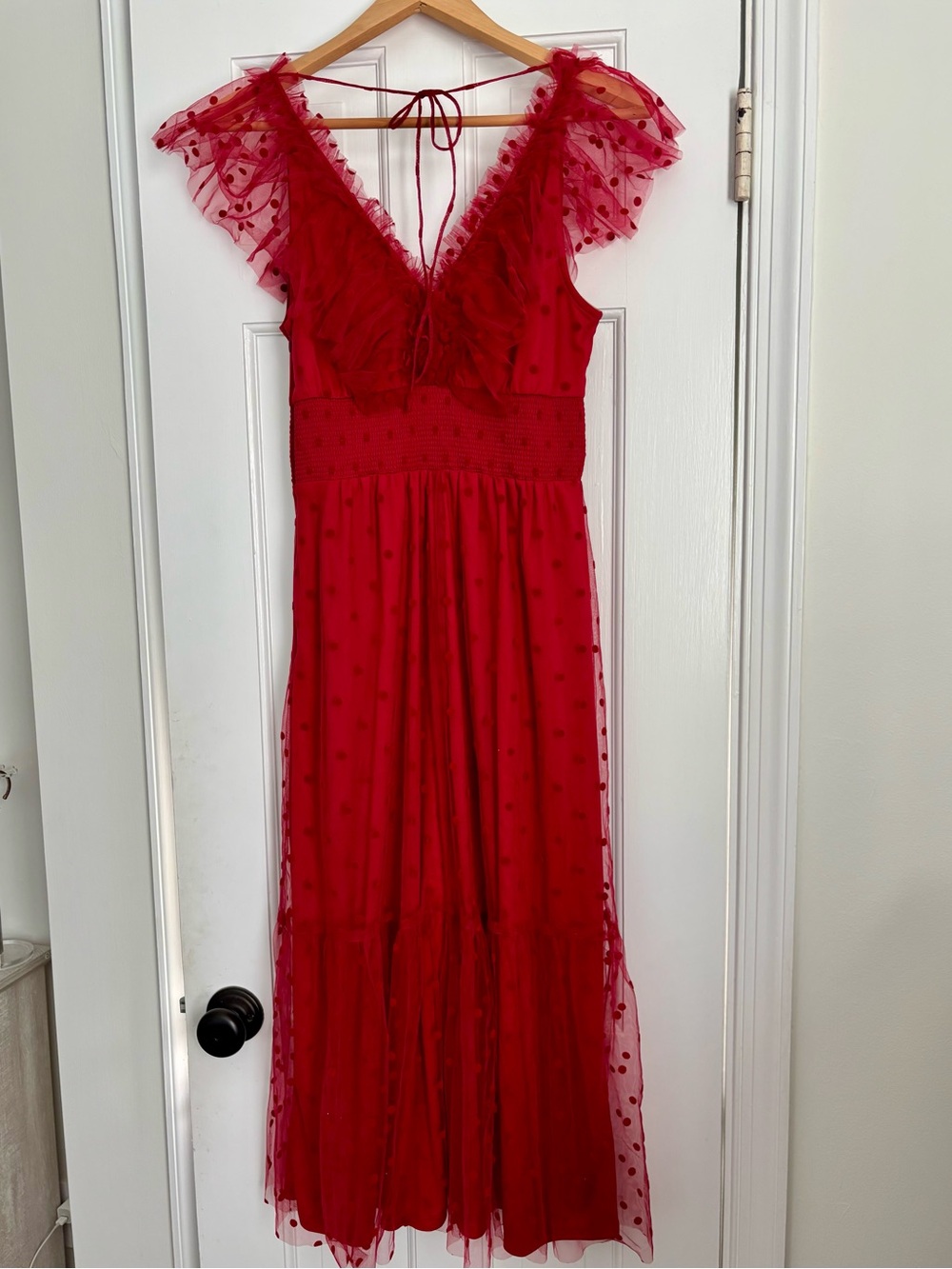 Adrianna by Adrianna Papell Dot Tulle Ruffle Dress in Size 4 NWT - Picture 6 of 16